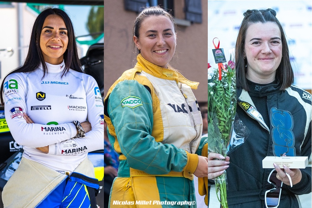 Morane Cat-Mackowiak (au centre) remporte l’Open Féminin devant Jennifer La Monica (à gauche) et Eva Chatanay (à droite).